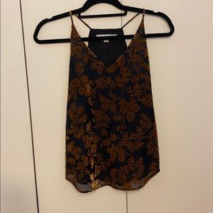 Loft xxsp black and gold floral camisole top